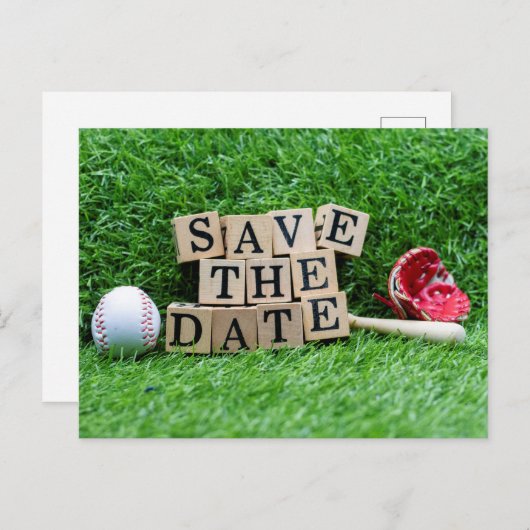 Baseball-Party Save the Date Einladung Postkarte (Vorne/Hinten)