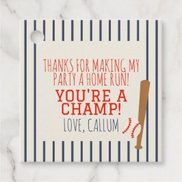 Baseball Party Square Gefälligkeitstags Geschenkanhänger