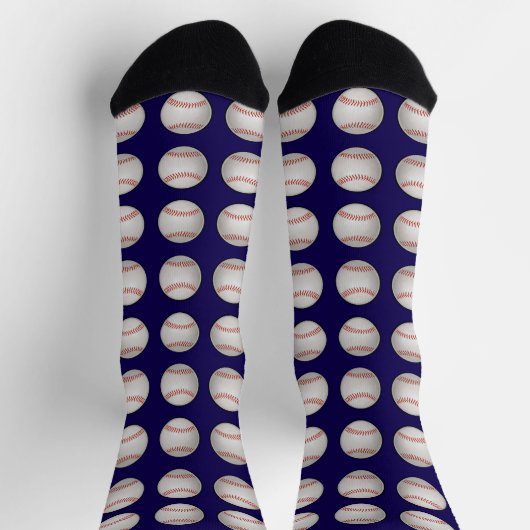 Baseball Pattern Blue Background Socken (Oben)