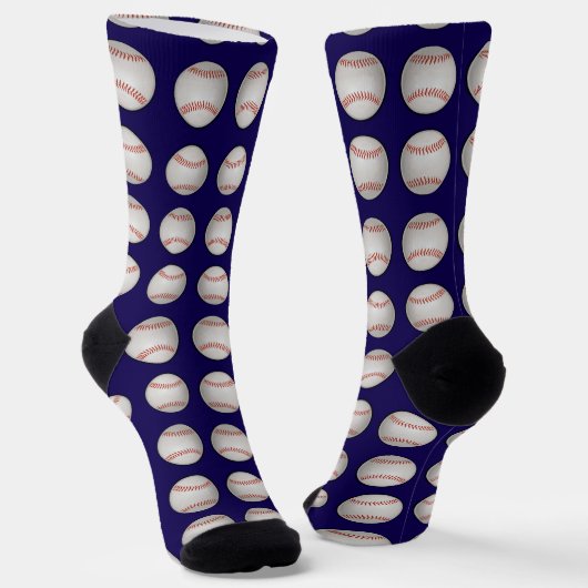Baseball Pattern Blue Background Socken (Gewinkelt)