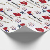 Baseball Pattern Kids Name Geschenkpapier (Ecke)