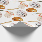 Baseball Pattern Kids Name Wrapping Paper Geschenkpapier (Ecke)