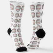 Baseball Pattern White Background Socken (Gewinkelt)