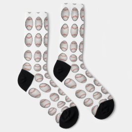 Baseball Pattern White Background Socken