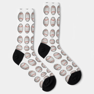 Baseball Pattern White Background Socken