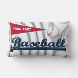 Baseball Pennant Blue Stripes-Lumbar Throw Kissen