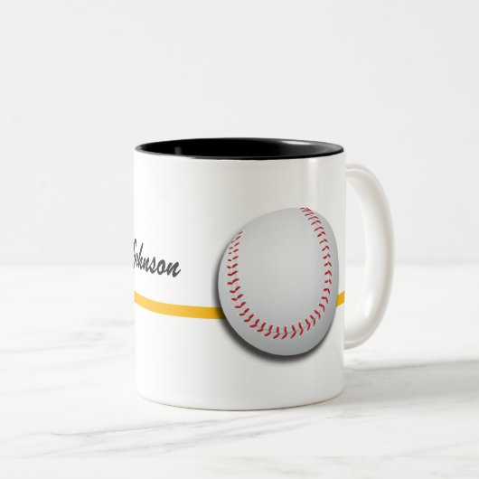 Baseball personalisieren mit Name Zweifarbige Tasse (VorderseiteRechts)