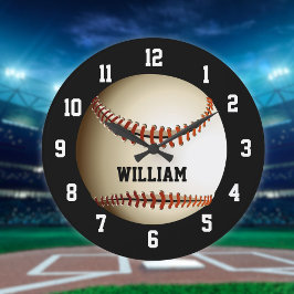 Baseball Personalisiert Individuelle Name Große Wanduhr