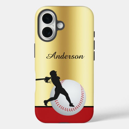 Baseball personalisiert mit Namen Elegant Case-Mate iPhone Hülle (Rückseite)