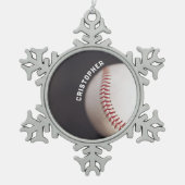Baseball Personalisiert Schneeflocken Zinn-Ornament (Vorderseite)