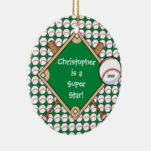 Baseball-personalisierte Keramik Ornament (Rechts)