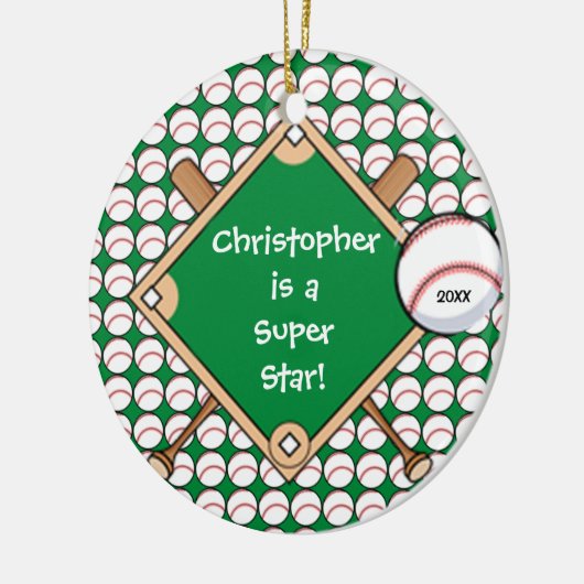Baseball-personalisierte Keramik Ornament (Links)