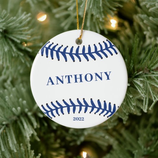 Baseball Personalisierte Weihnachtsfeier Keramik O Keramik Ornament (Baum)