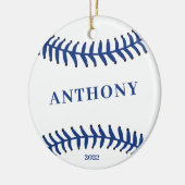 Baseball Personalisierte Weihnachtsfeier Keramik O Keramik Ornament (Links)