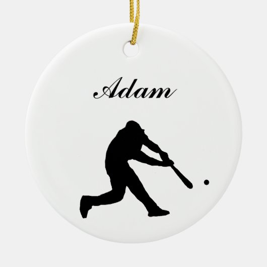 Baseball-personalisierte Weihnachtsverzierung Keramikornament (Vorne)