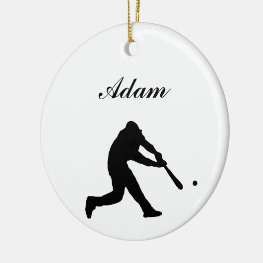 Baseball-personalisierte Weihnachtsverzierung Keramikornament (Links)