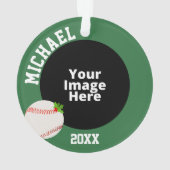 Baseball Personalisiertes Foto Weihnachten Ornament (Rückseite)