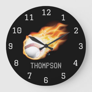 Baseball-Personalisierung mit Namen Große Wanduhr