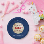 Baseball Personalize Name 20. Geburtstagspartei Bl Pappteller (Party)
