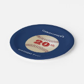 Baseball Personalize Name 20. Geburtstagspartei Bl Pappteller (Schrägansicht)