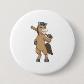 Baseball-Pferd mit Baseballschläger Button (Vorderseite)