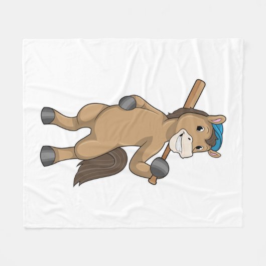 Baseball-Pferd mit Baseballschläger Fleecedecke (Vorderseite (Horizontal))