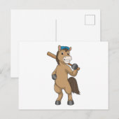 Baseball-Pferd mit Baseballschläger Postkarte (Vorne/Hinten)