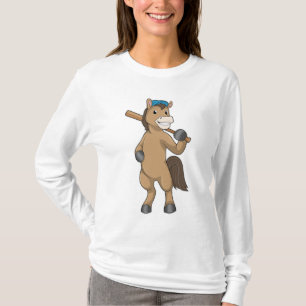 Baseball-Pferd mit Baseballschläger T-Shirt