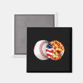 Baseball Pie Amerikanische Flagge Juli Design Magnet (Vorderseite/Rückseite)