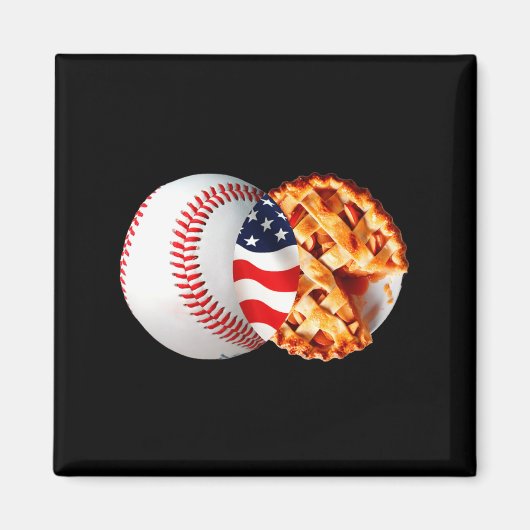 Baseball Pie Amerikanische Flagge Juli Design Magnet (Vorne)