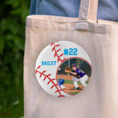 Baseball Pin Name Jersey Nummer Foto Himmelblau Button
