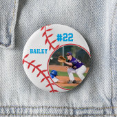 Baseball Pin Name Jersey Nummer Foto Himmelblau Button