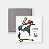 Baseball-Pinguin, Baseball-Liebhaber hier Magnet (Vorderseite/Rückseite)