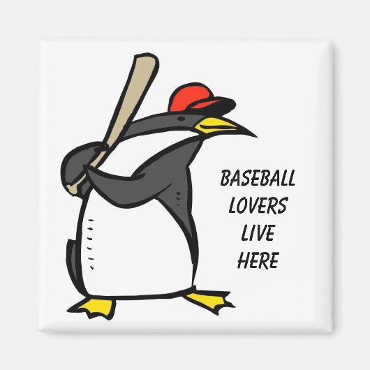 Baseball-Pinguin, Baseball-Liebhaber hier Magnet (Vorne)