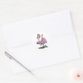 Baseball Pink Flamingo Whimsical Watercolor Runder Aufkleber (Umschlag)