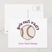 Baseball-Pink Postkarte (Vorne/Hinten)