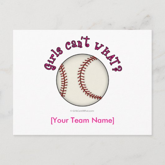 Baseball-Pink Postkarte (Vorderseite)