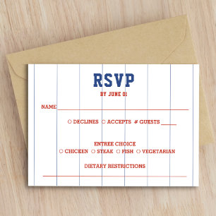 Baseball Pinstripe Wedding RSVP Karte