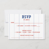 Baseball Pinstripe Wedding RSVP Karte (Vorderseite)