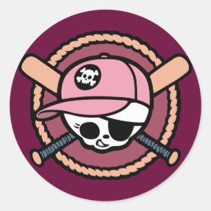 Baseball Pirate - Girls Runder Aufkleber
