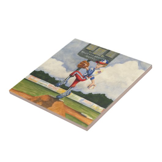 Baseball Pitcher auf dem Berg von Jay Throckmorton Fliese (Seite)