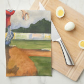 Baseball Pitcher auf dem Berg von Jay Throckmorton Geschirrtuch (Viertel Falte)