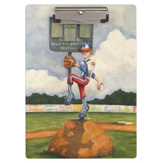 Baseball Pitcher auf dem Berg von Jay Throckmorton Klemmbrett (Vorderseite)