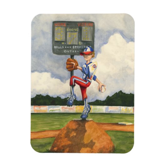Baseball Pitcher auf dem Berg von Jay Throckmorton Magnet (Vertikal)