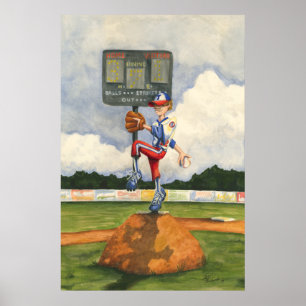Baseball Pitcher auf dem Berg von Jay Throckmorton Poster