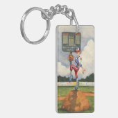 Baseball Pitcher auf dem Berg von Jay Throckmorton Schlüsselanhänger (Vorderseite links)