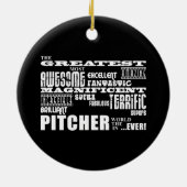 Baseball-Pitcher: Bester Pitcher Keramikornament (Hinten)