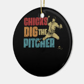 Baseball Pitcher Funny Chick Dig The Pitcher Softw Keramik Ornament (Links)