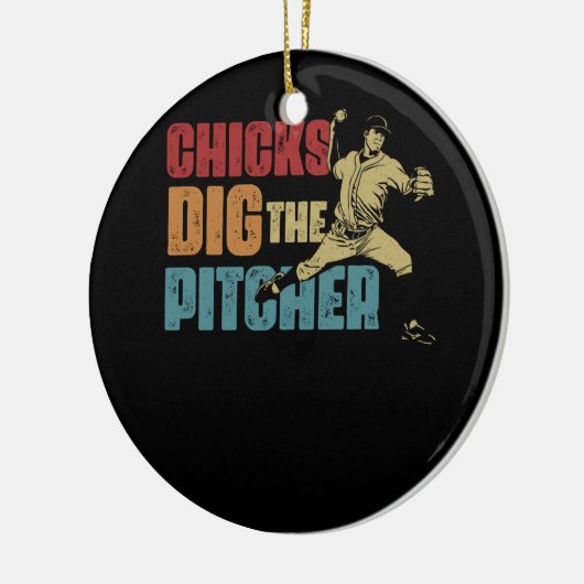 Baseball Pitcher Funny Chick Dig The Pitcher Softw Keramik Ornament (Links)