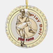 Baseball Pitcher spielen Keramik Ornament (Vorne)